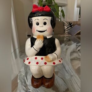 Adorable Black and White Cookie Jar with Red Bow